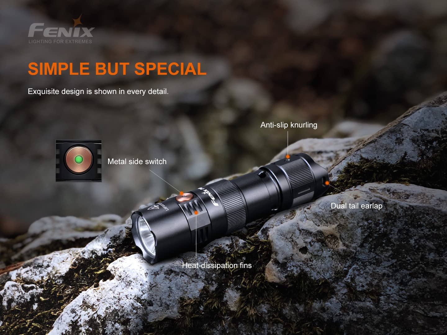 FENIX PD25R LED-Taschenlampe, tragbare hochhelle wiederaufladbare kleine gerade Röhre, 800 Lumen, 250 Meter große Reichweite, IP68 wasser- und staubdicht, Stroboskopfunktion, Outdoor-Taschenlampe