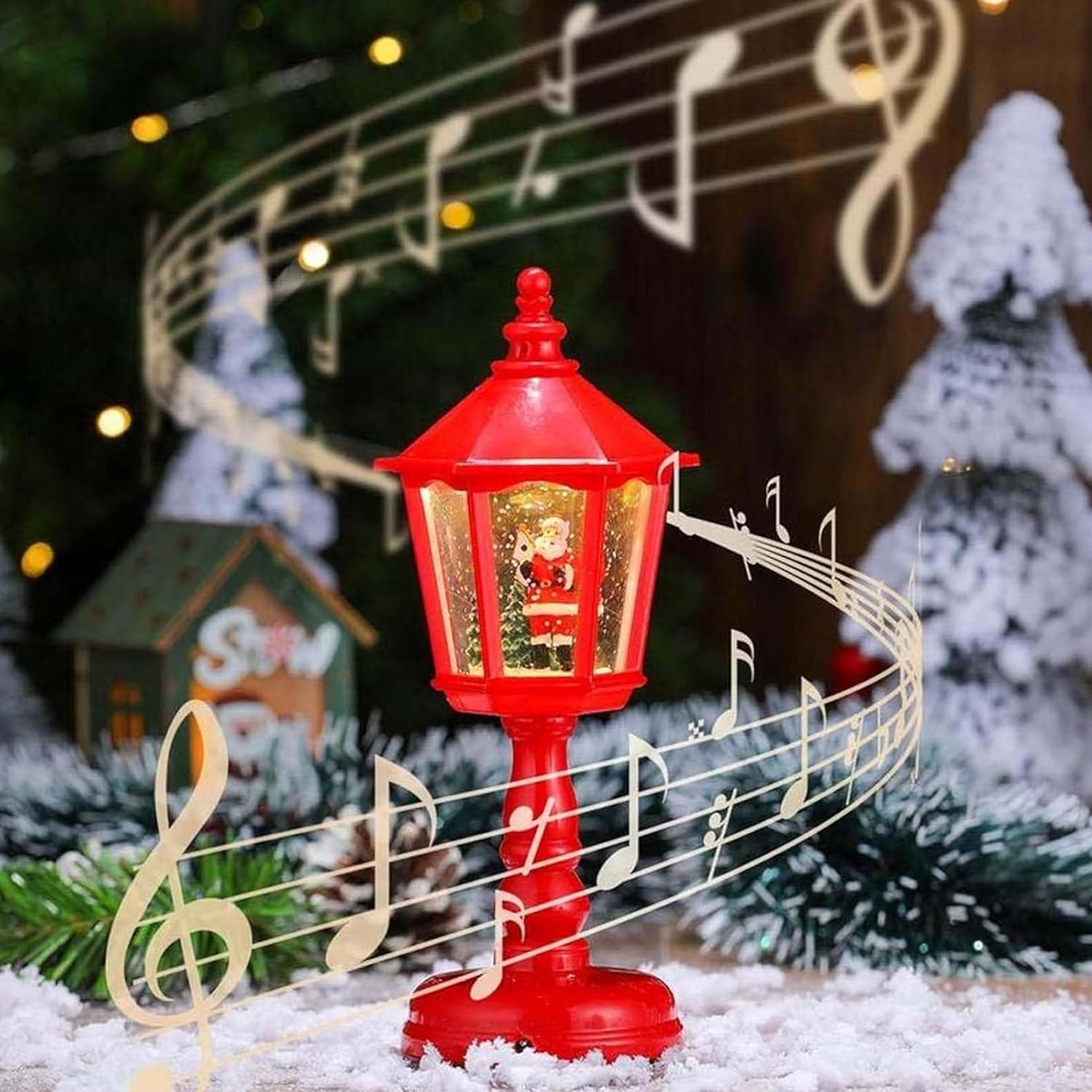 Christmas Luminous Snow Night Light with Music, 2025 New Christmas Themed Night Lights, Glittering Snowman and Christmas Tree Night Light, Christmas Snow Lamp Decoration for Home Party (2Pcs White)