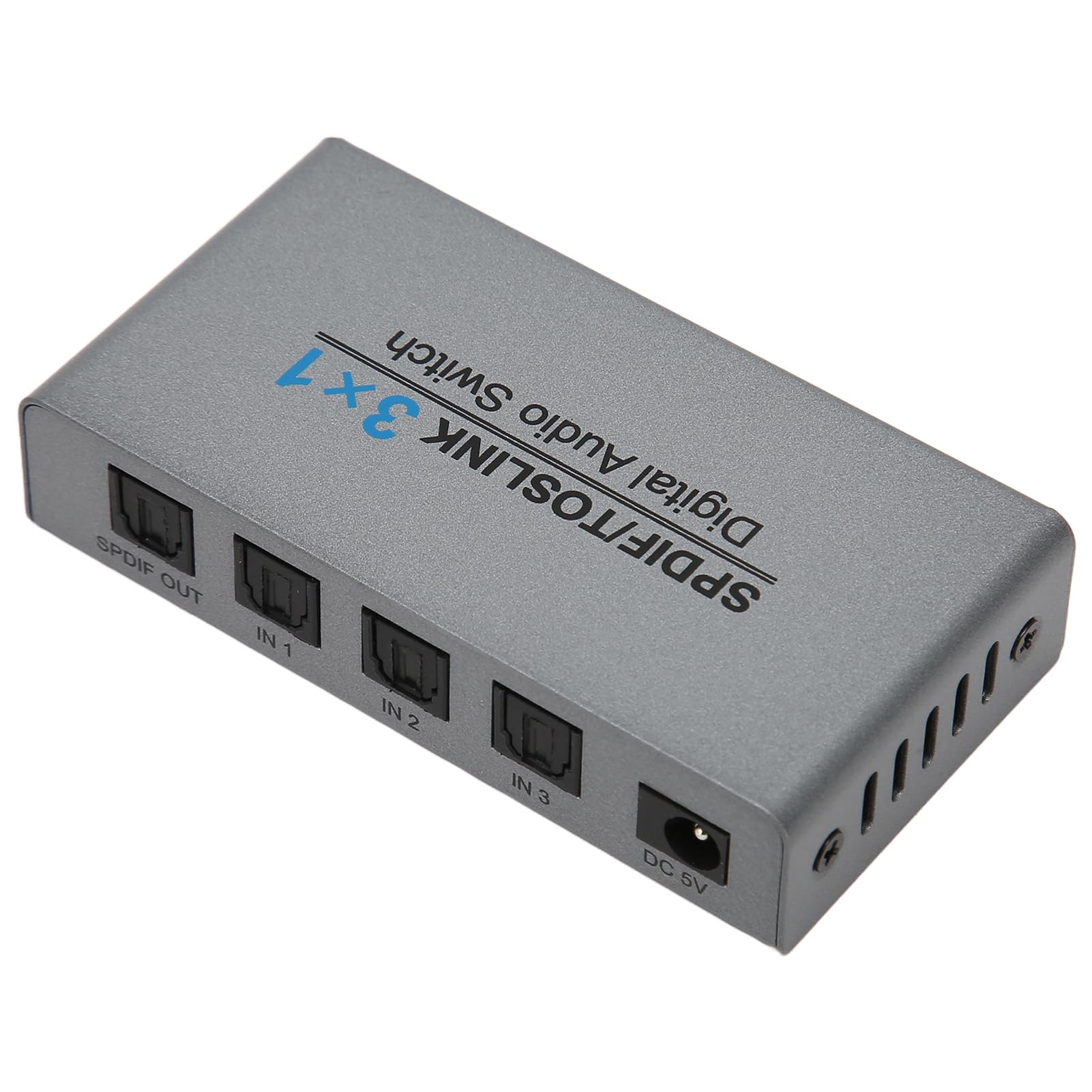 Digitaler Optischer Audio-Umschalter 3x1, 3 Ports SPDIF Toslink Switch Box mit Fernbedienung, Unterstützt AC3/HDCD/THX/PCM, für TV, PC, für PS5, für PS4, für PS3, für