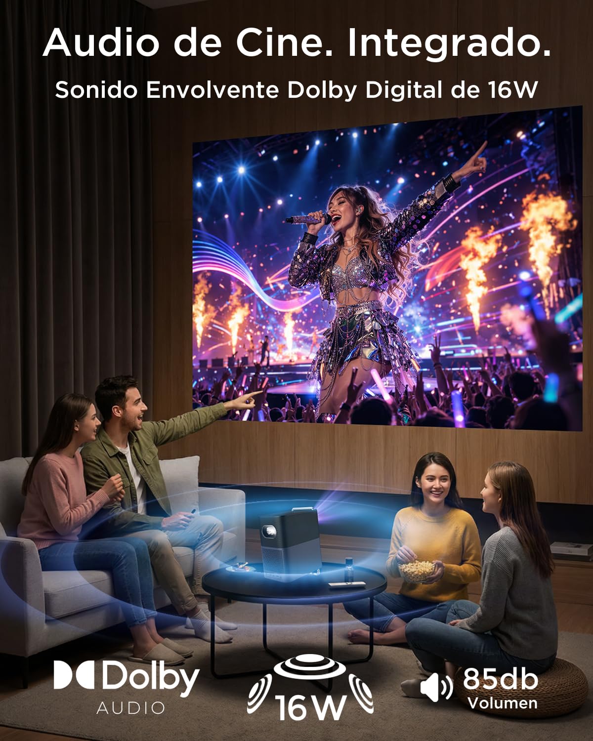 TCL A1s Proyector 4K Full HD, GoogleTV/Netflix Intégrées, 600 Lúmenes ISO, Dolby Audio 2×8W, Auto Focus & 6D Keystone, Bluetooth y WiFi, con Botones Táctiles y Bolso para Cine en Casa y Gaming
