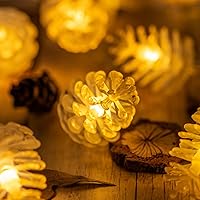 Vista 3 de Guirnalda de 35 luces de piña con pilas, 17.5 pies, 8 modos de luz decorativa (cono de pino)