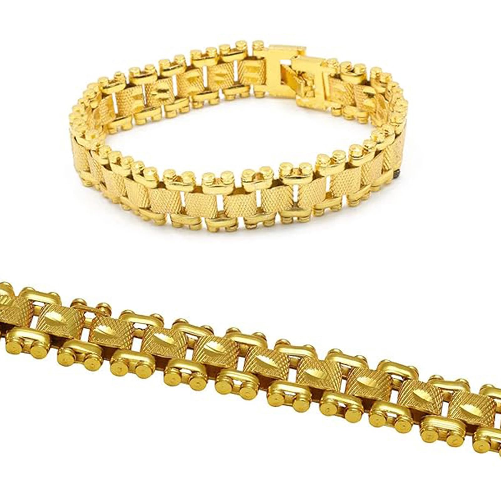 Ervio Gold Brass American Diamond Gold Plated Bracelet for Men Stainlss Steel Wrist Bracelet Birthday Gift for Men and Boy (B0CB3SNTP6) Amazon Price History, Amazon Price Tracker