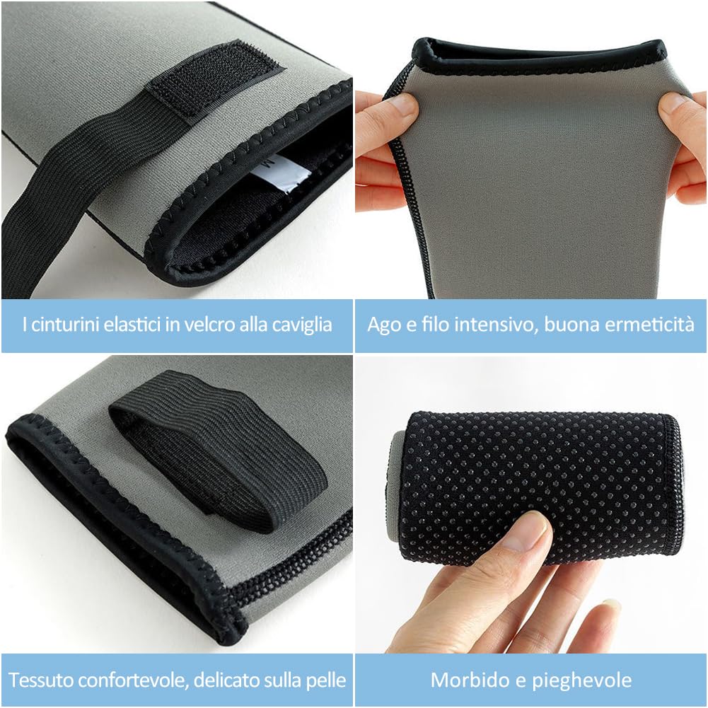 Calzini in Neoprene 3mm,Calzini Immersione Caldi Antiscivolo,Neoprene Socks Resilient con Velcro,Calze termiche Snorkeling,Calzini beach volley nuoto subacquee surf vela kayak