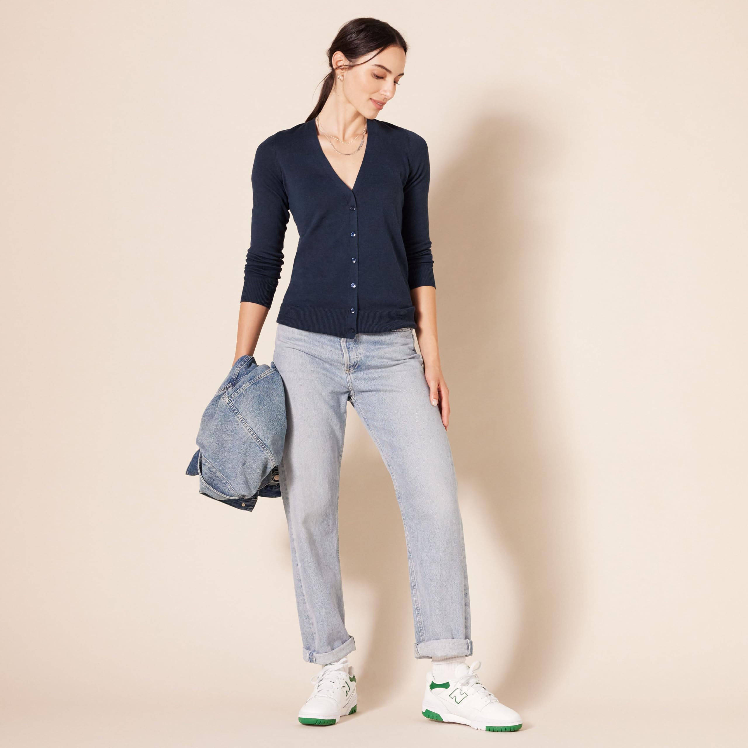 Amazon Essentials Cardigan Leggero Girocollo (Disponibile in Taglie Forti) Donna