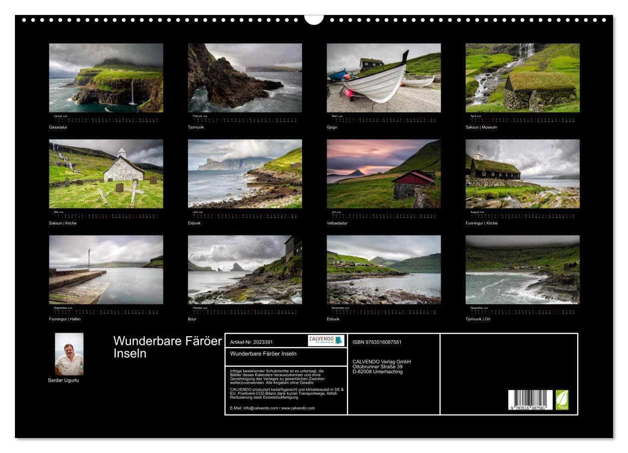 Wunderbare Färöer Inseln (Wandkalender 2026 DIN A2 quer), CALVENDO Monatskalender: Die Färöer Inseln sind ein Juwel inmitten des rauen Nordatlantik