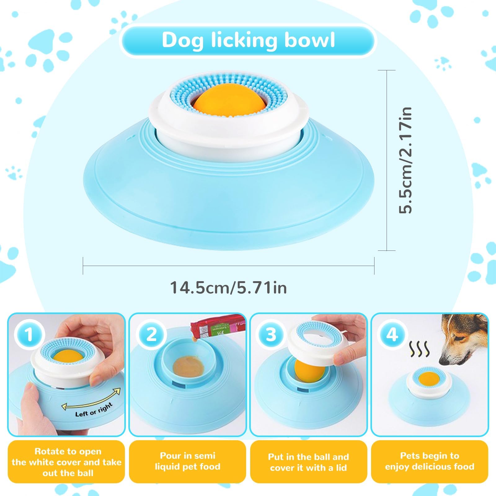 Dog Lick Bowl, Dog Lick Sphere, Dog & Cat Licking Bowl Slow Feeder Toy, Dog Cat Licks Toys for Liquid Food, Eating and Getting Used to The Box — view 4