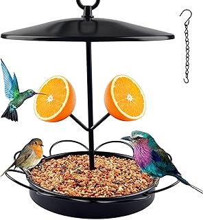 Metal Bird Feeders, Wild Bird Seed for Outside Feeder Tray, Hanging Bird Feeding Station, Garden Decoration, Bird Seed Feeders Hanging for Mix Seed Blends(style-1)