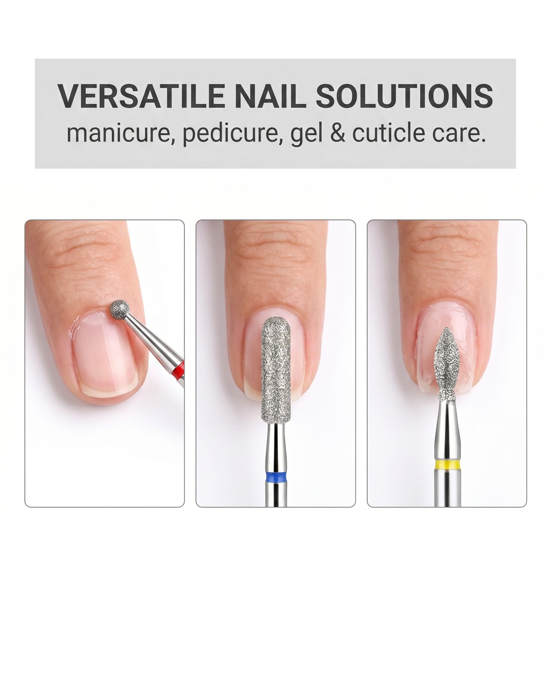 6 Pezzi Punte Fresa Unghie Professionale, Set per Manicure Pedicure e Cura dei Piedi, Punte per Rimozione Cuticole, Gel Unghie Ricostruzione e Calli, Corpo in Tungsteno con Scatola
