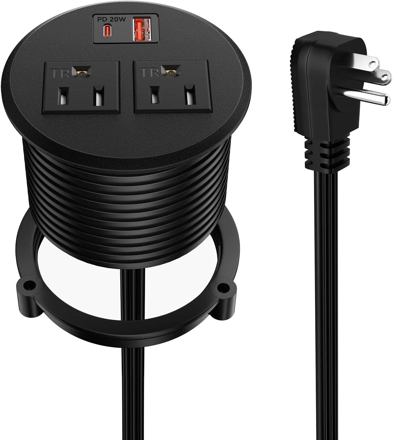 Desktop Power Grommet with PD 20W USB C, Recessed Power