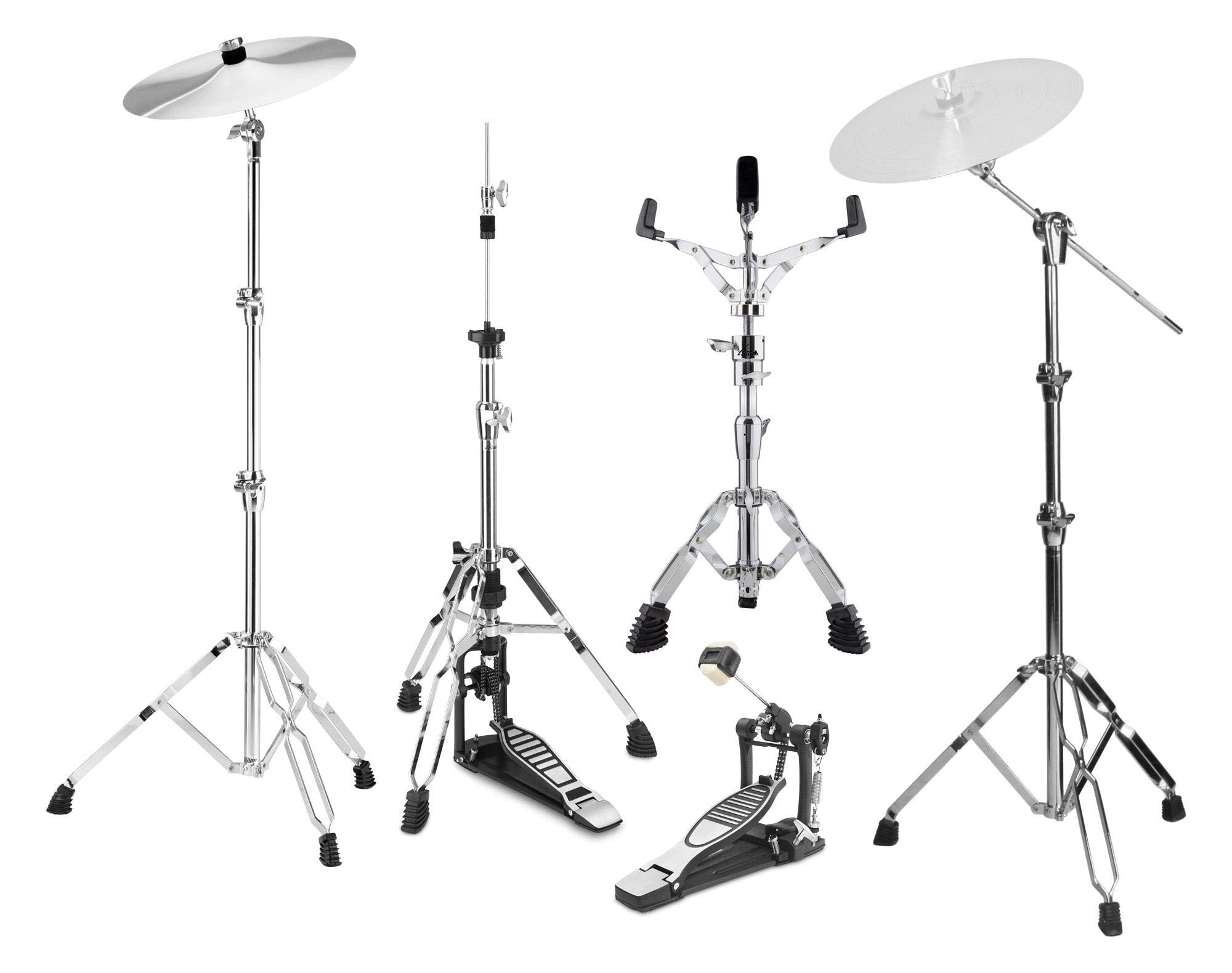 XDrum-Pro5 Hardware Pack 5-tlg (Galgenbeckenständer, gerader Beckenständer, Snare Drum-Ständer, Single Fußmaschine, Profi HiHat-Maschine)