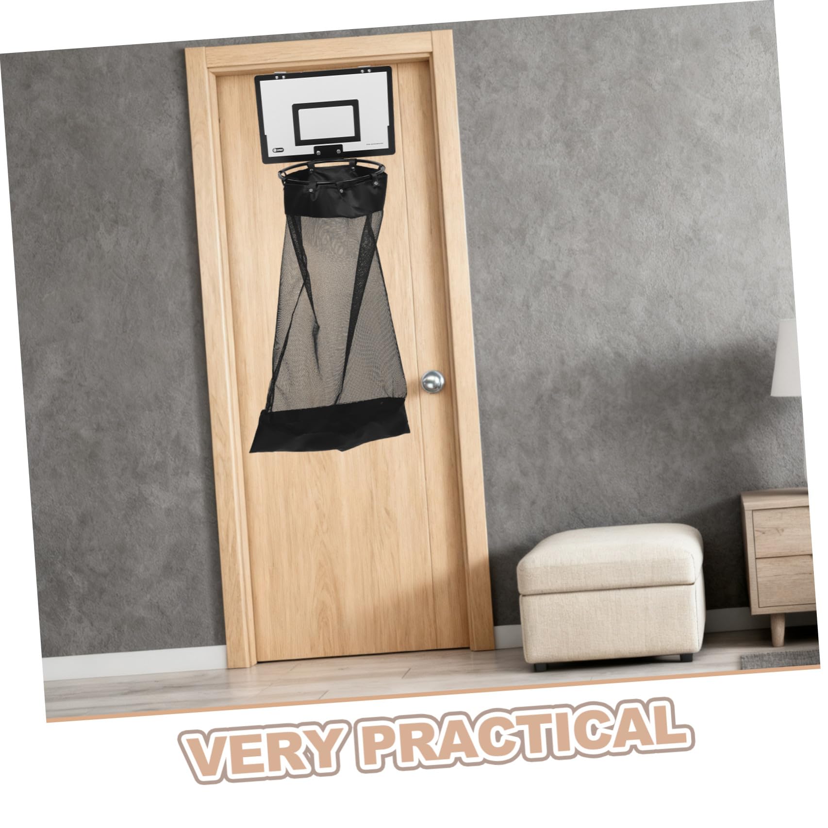 Canestro Basket da Porta per Biancheria, Lavapanni Nero | Pannello in Legno e Ferro, Chiusura con Cerniera, Soluzione Salvaspazio per Casa