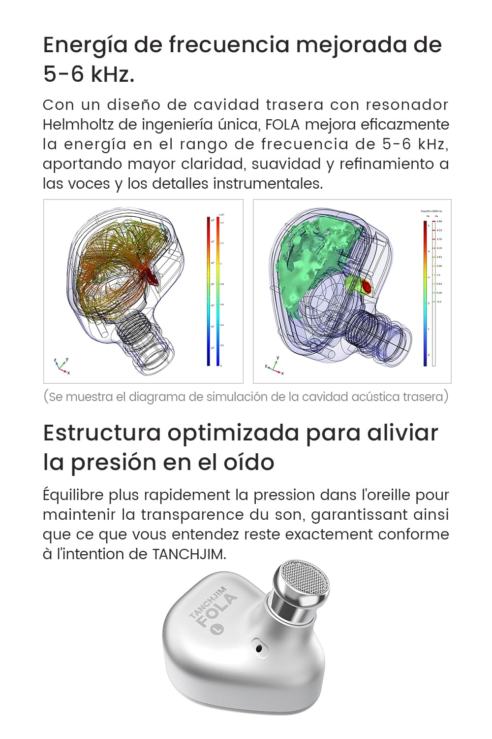 TANCHJIM FOLA Monitor Interno HIFI,1DD DMT5 de Baja Distorsión que Mejora Voces e Instrumentos,Auriculares con Cable con Control por APP,Sonido Virtual 7.1/5.1, 3 Boquillas de Sintonización Incluidas