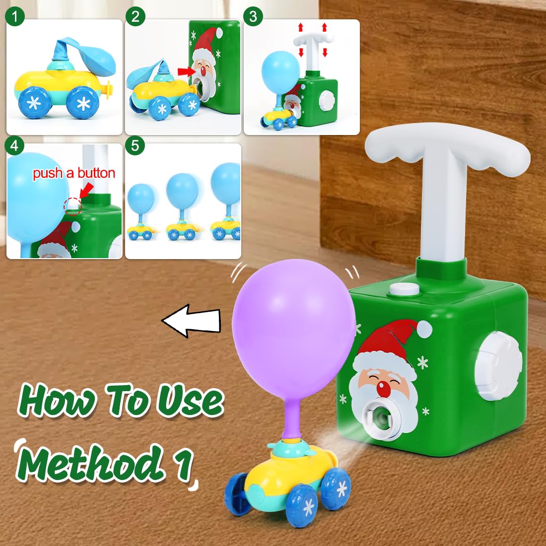 Auto a Palloncino di Lancio a Inerzia - Giocattolo Educativo, Regalo di Natale per Bambini (Verde