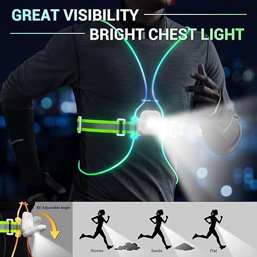 Miniatura 3 de Chaleco de correr para mujer, chaleco reflectante con luces de correr para corredores nocturnos, chaleco reflectante de seguridad para correr para