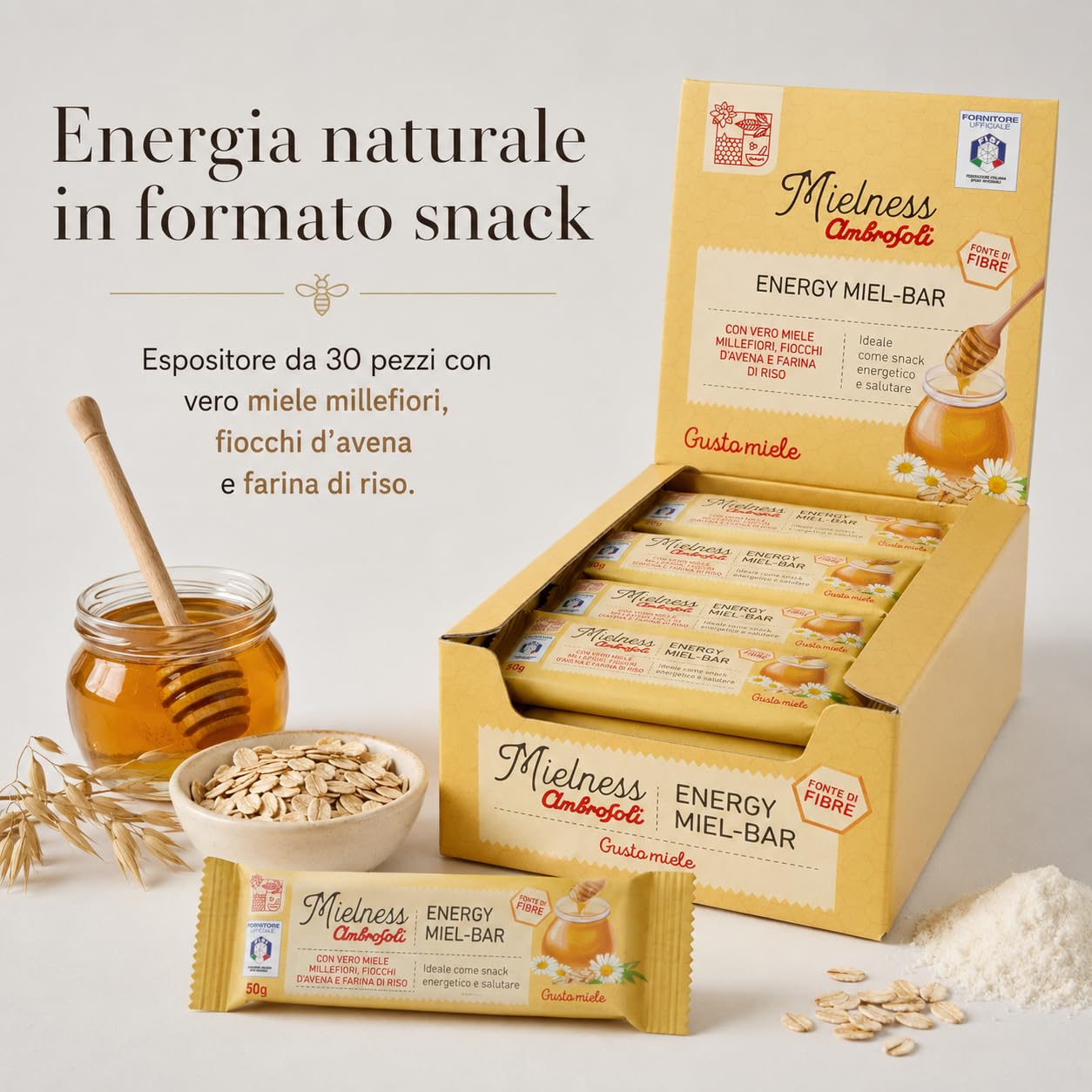 Ambrosoli Energy Miel-Bar, Barrette al Miele Snack Energetico x30