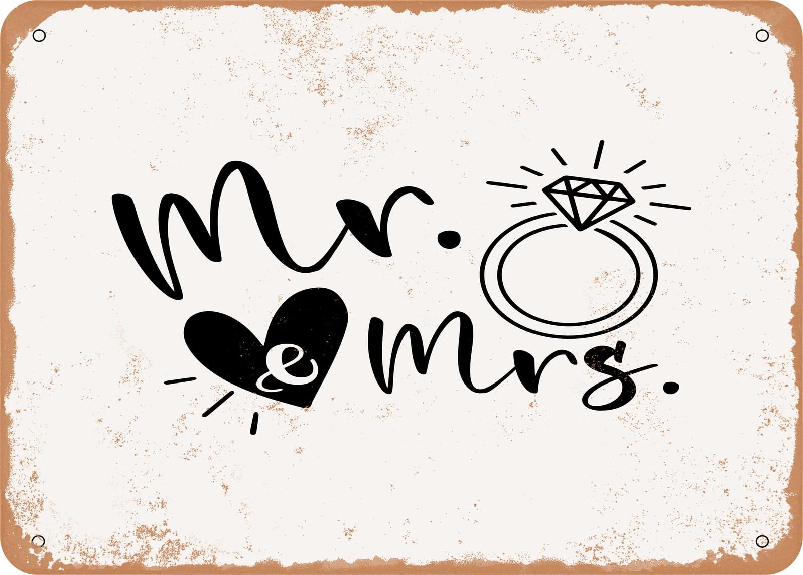 Miaomansenstore Metal Sign - Mr And Mrs - 2 - Vintage Look Sign Home Decor