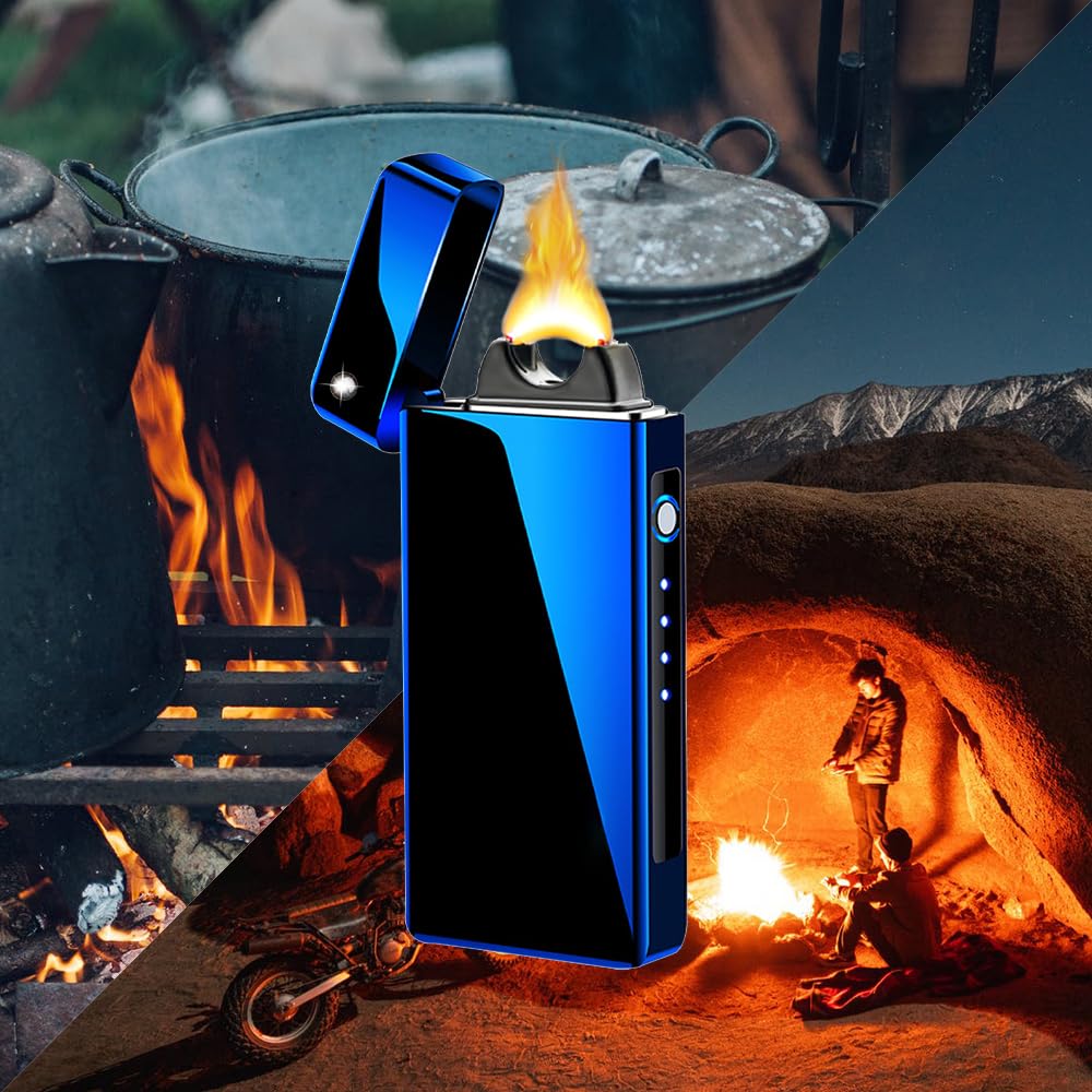 GADATOP Arc Plasma Flame Lighter USB Rechargeable Windproof Electric Lighter for Candle (Blue)