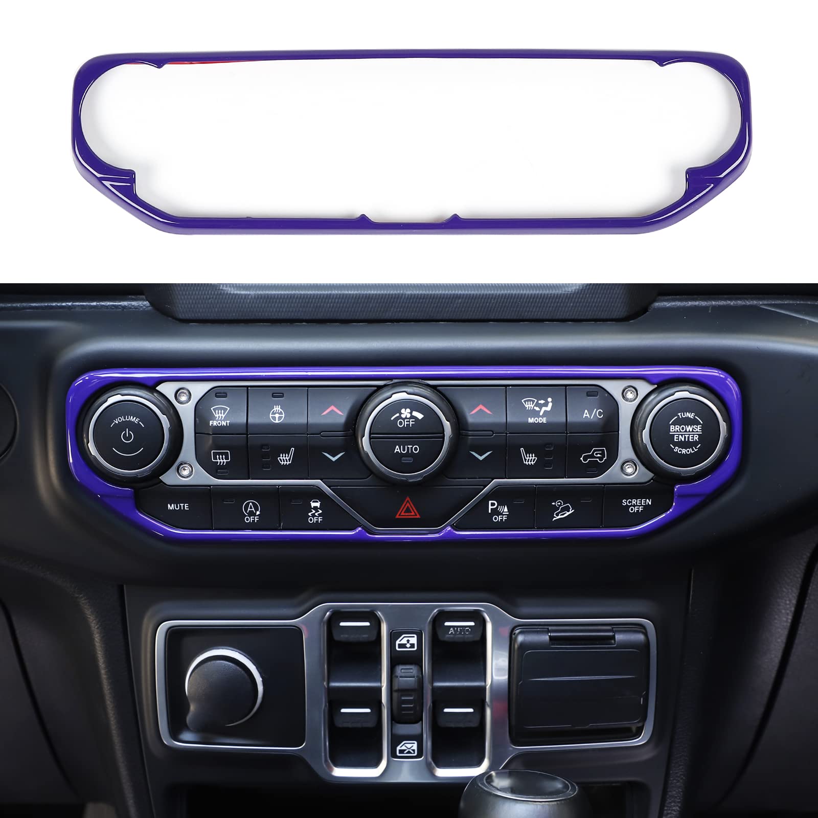 RT-TCZ for Wrangler JL Center Dash AC Switch Cover Trim Frame Purple for Jeep Wrangler JL JLU Gladiator JT 2018-2023 Purple Interior Accessories