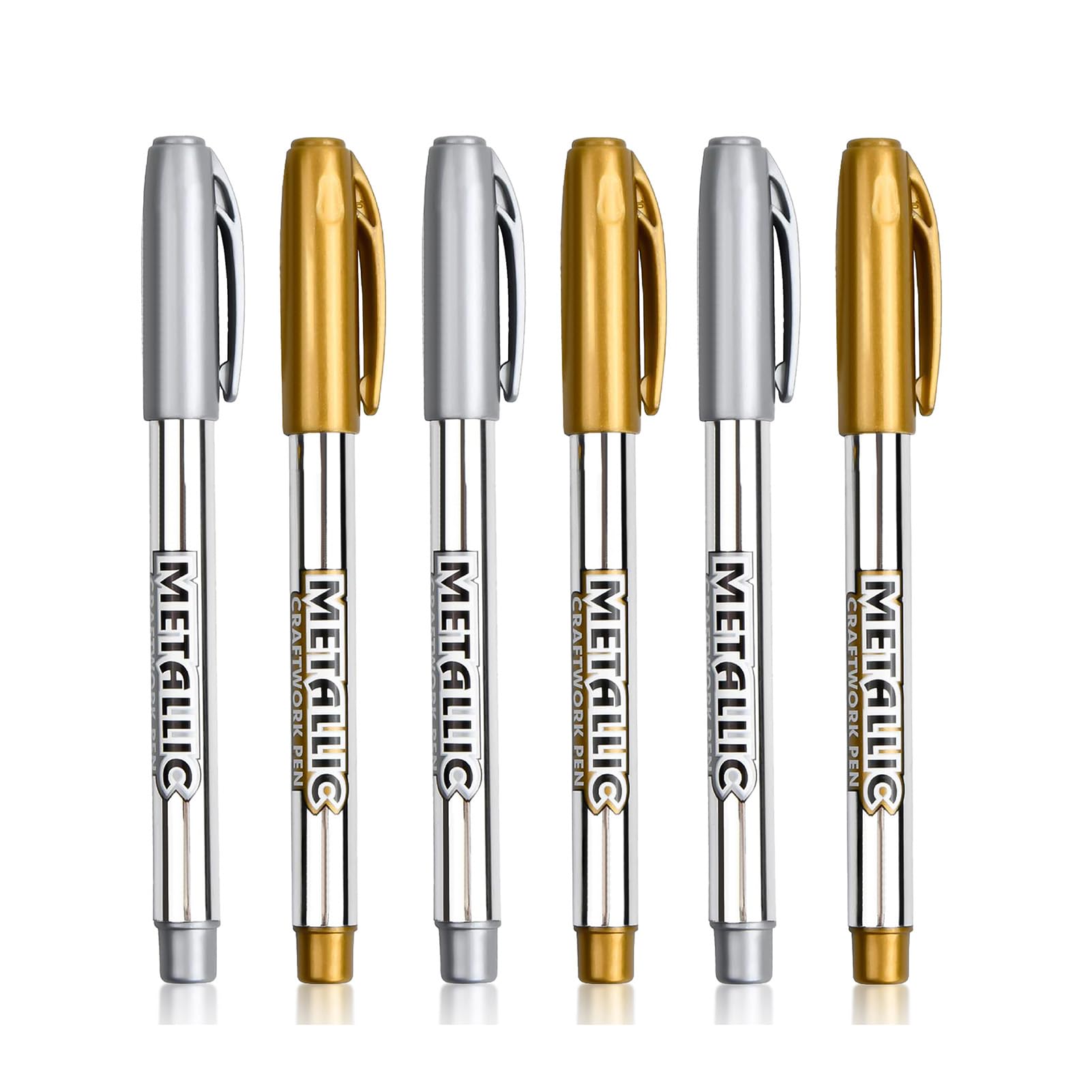 Rotuladores metálicos, tinta dorada y plateada, rotuladores permanentes brillantes para hacer tarjetas, letras distintivas, álbumes de pintura, bolígrafos dorados para escribir, 3 dorados y 3