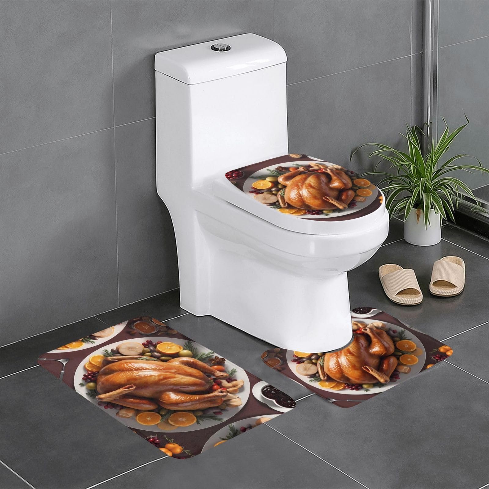 Tapis de salle de bain lot de 3 antidérapant pour toilette et coiffeuse lavable