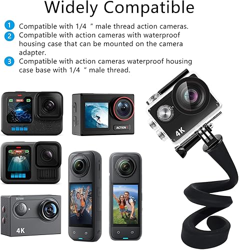 Miniatura 2 de Soporte flexible para cámara compatible con cámara GoPro Hero 13 12 11 10 9/AKASO EK7000/Brave 4/Insta360 X5/ODDV/DJI Action 5 Pro, soporte de