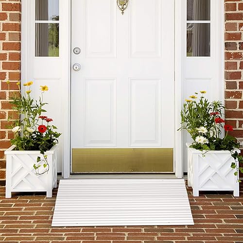 Miniatura 6 de OMECAL Rampa de umbral de elevación de 3 pulgadas para sillas de ruedas, rampa de entrada de movilidad de aleación de aluminio ajustable para