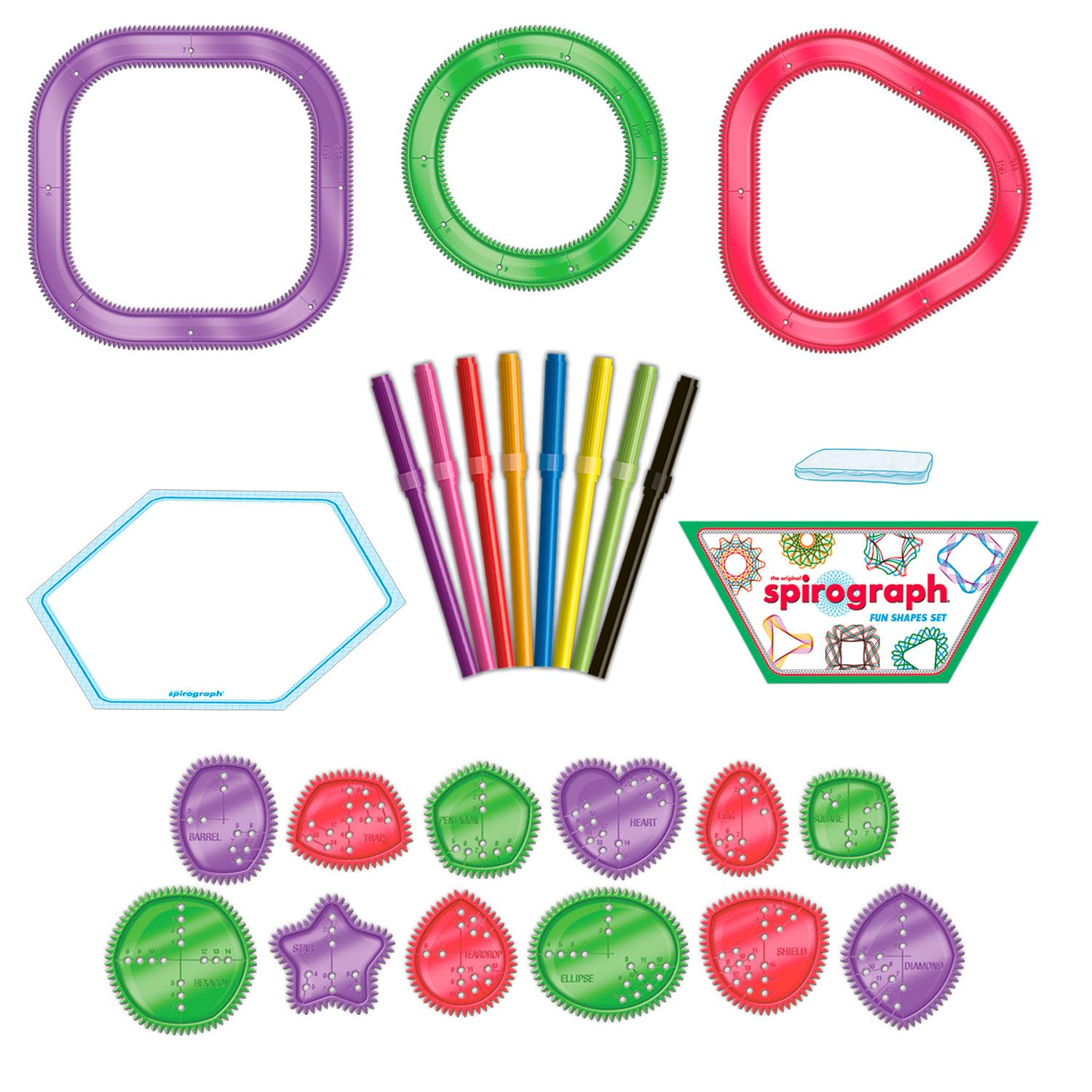Party town Spirograph lustige Formen | Filzstifte für Kinder | Zeichenset | Bastelset für Mädchen von 8 Jahren | Basteln für Kinder | Kinder von 8 Jahren