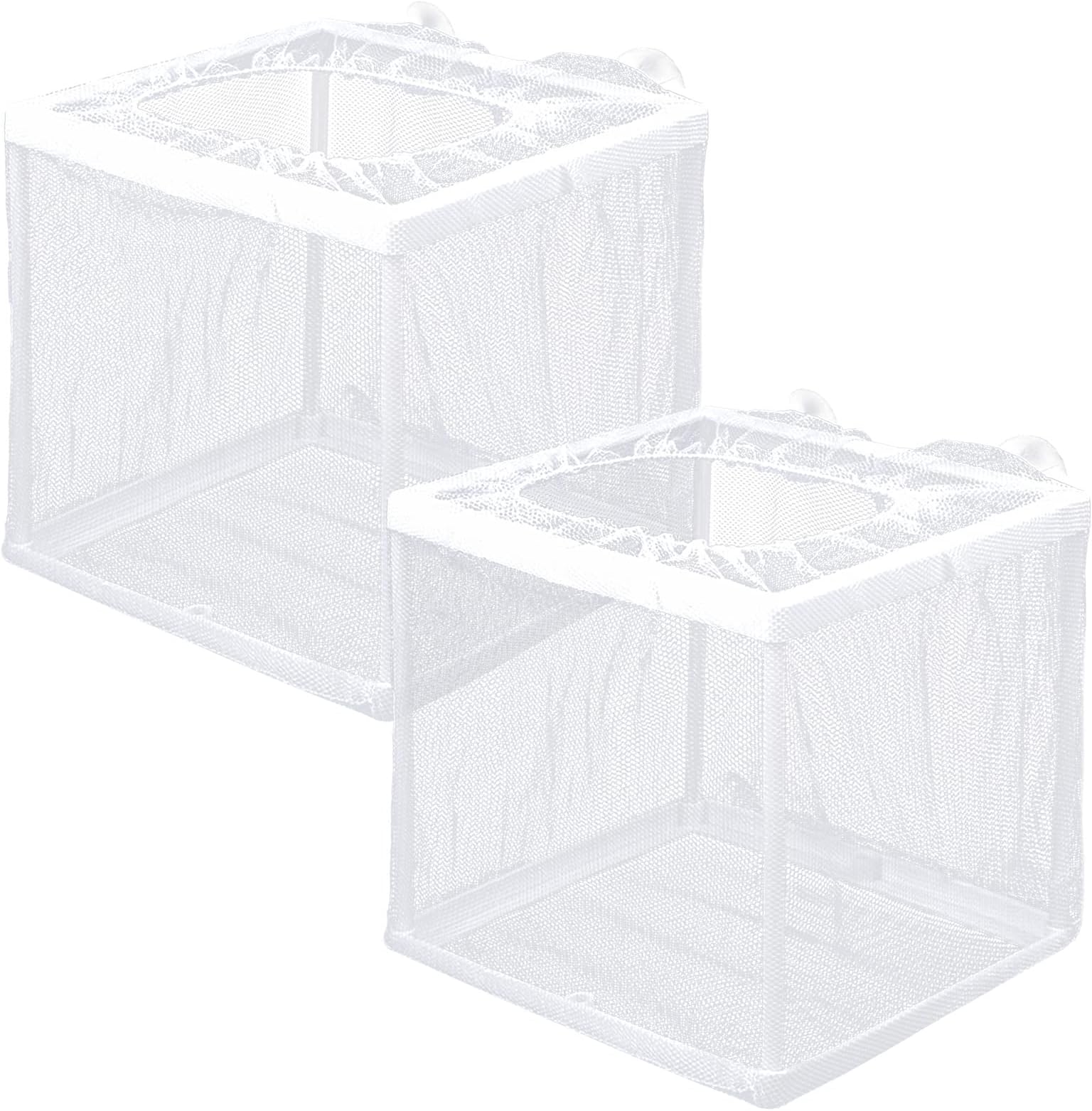 Fish Tank Breeder Net 2 Pcs Aquarium Fish Breeder Box, Separation Net, Small Fish Breeder Isolation Box, Hatching Box for Newborn Small Fish Aquarium Fish Tank(16x15.5x14.5cm)
