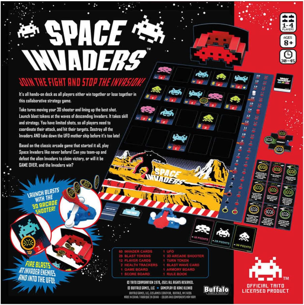 Buffalo Games - Space Invaders Game - Dexterity Launch Game - Great for Game Night - Cooperative Gameplay - Based on Video Game