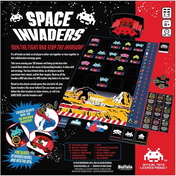 Buffalo Games - Space Invaders Game - Dexterity Launch Game - Great for Game Night - Cooperative Gameplay - Based on Video Game