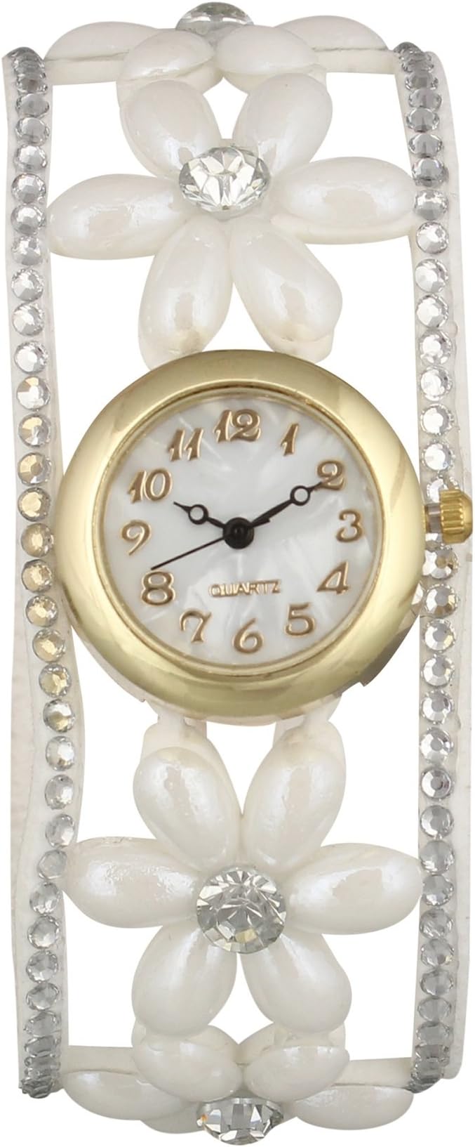 Geneva Platinum Pearl Wrap Around Strap Analog White Dial Women's Watch - GP-195