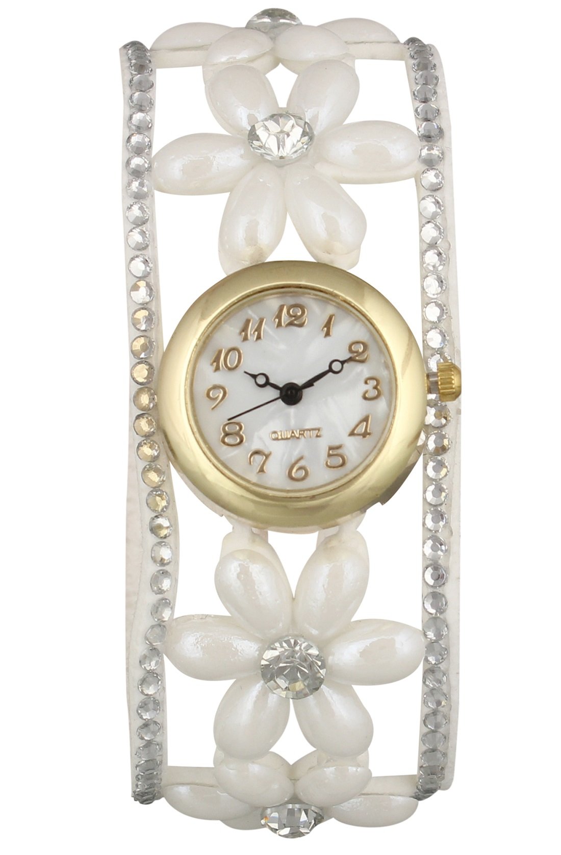 Geneva Platinum Pearl Wrap Around Strap Analog White Dial Women's Watch - GP-195