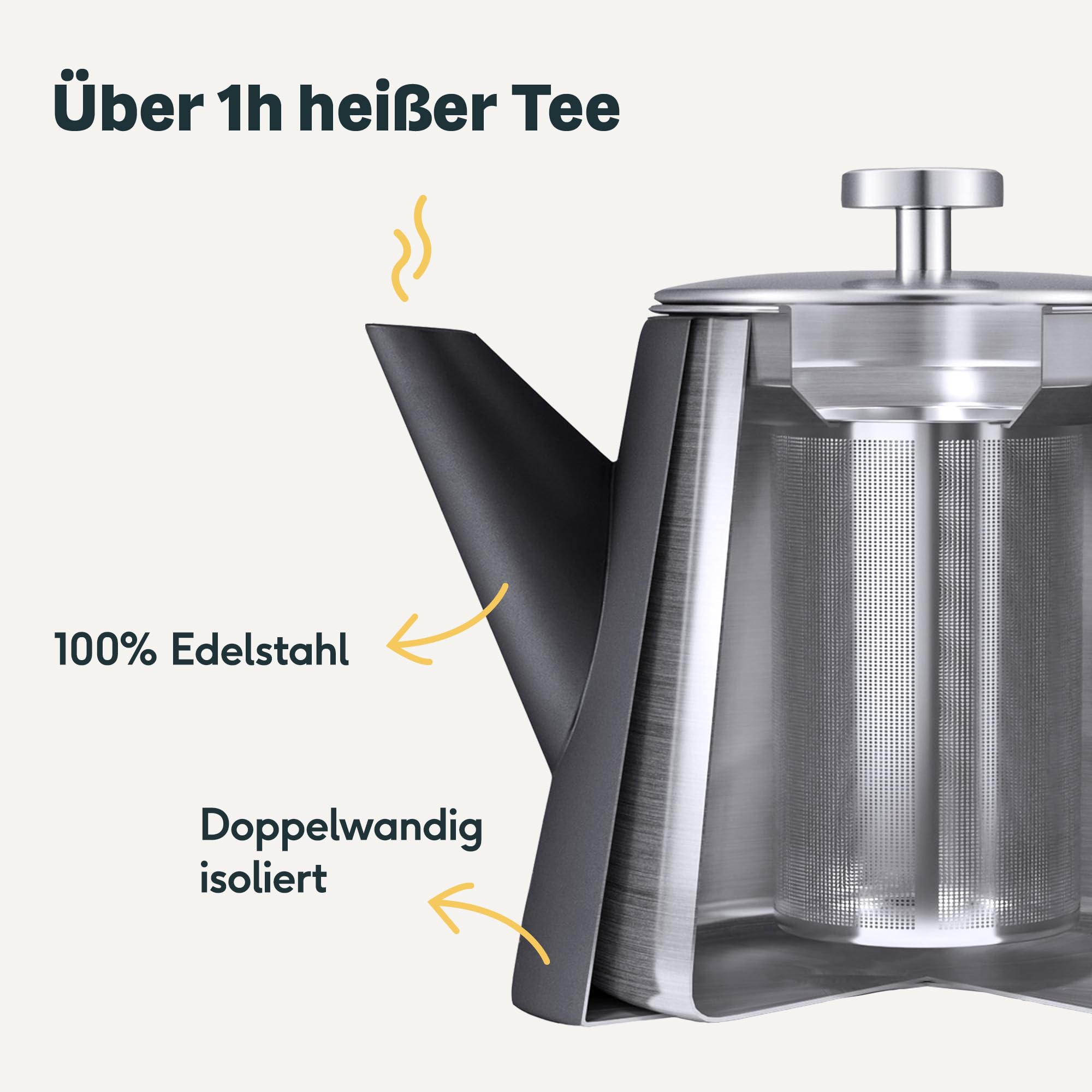 SILBERTHAL Teekannen 3er Set mit Wasserkocher Induktion und Vorratsglas | Für Teebeutel und losen Tee - aus Edelstahl & doppelwandig - Ideales Geschenkset für Teeliebhaber