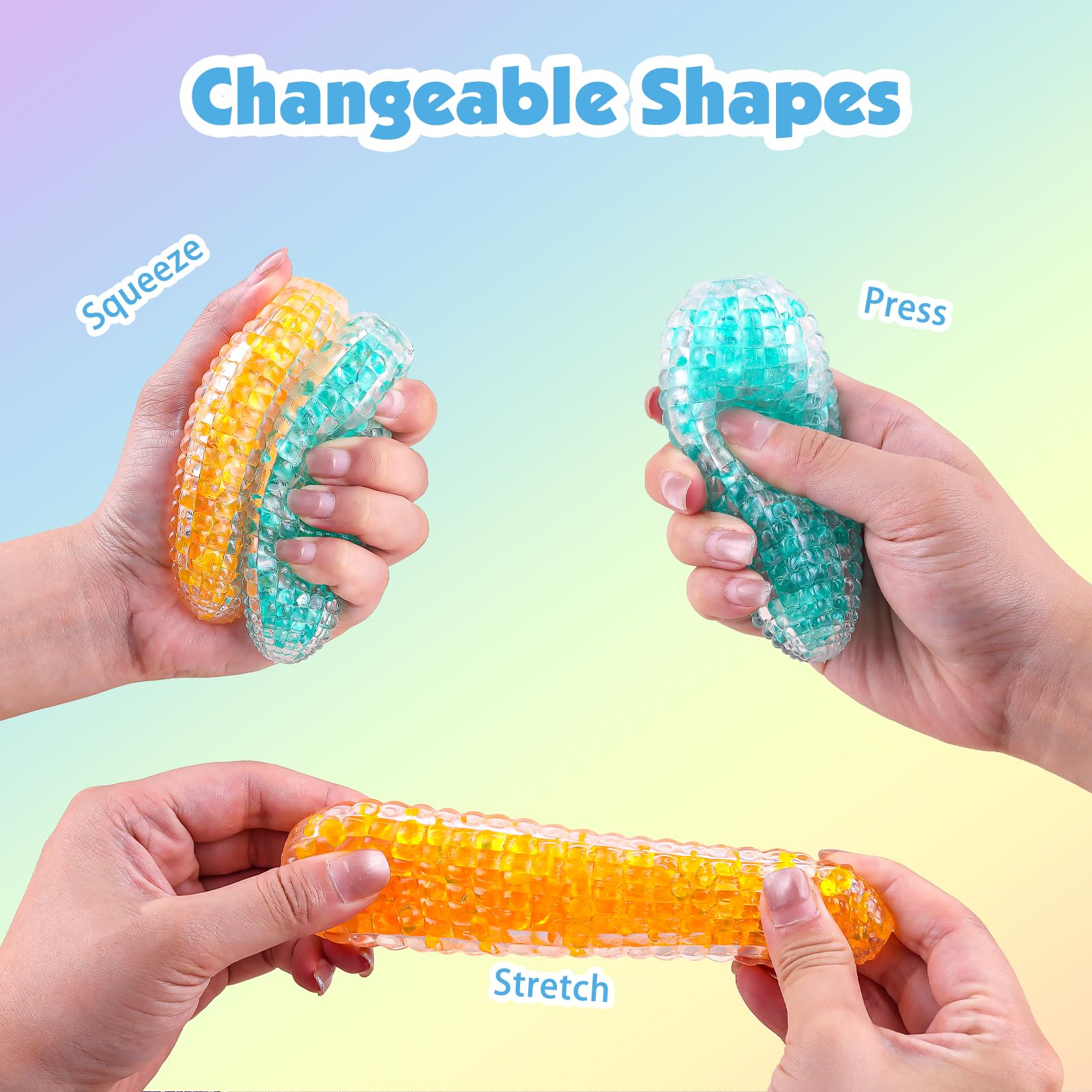 Anboor 2 Pcs Corn Squishy Toy Simulation Corn Stress Relief Fidget Toy Stress Balls for Adults Office Desk Squeeze Toys for Kids (Orange,Green) - Image 3