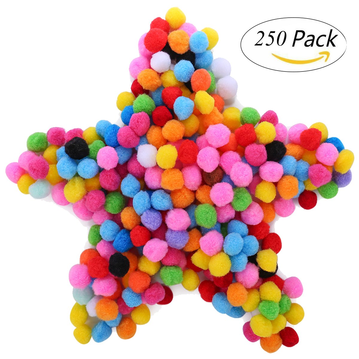 250 Pieces 1 Inch Pom Poms for Craft Making,Hobby Supplies and DIY Creative Crafts Decorations, Assorted Colors