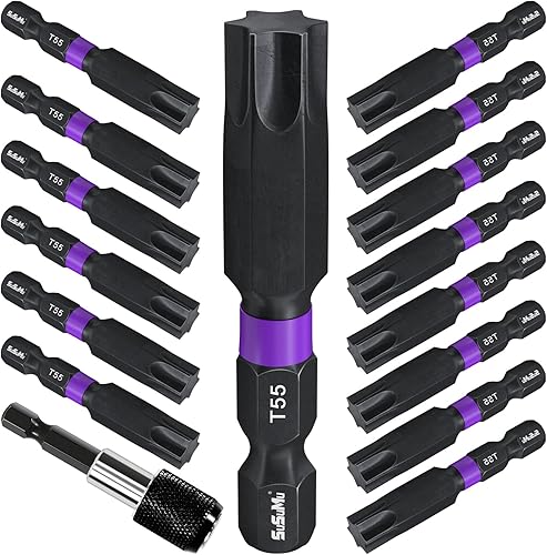 Brocas Torx T55 para destornillador de impacto, SuSuMu 15 piezas T55 de 2 pulgadas. Puntas de potencia magnéticas #55 de cabeza Torx #55, juego de