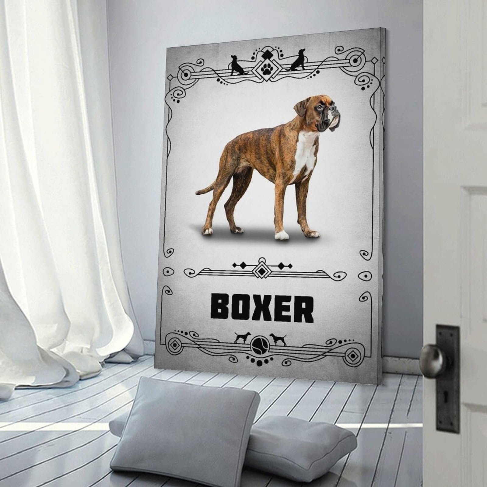 Junmoney Boxer Hanging Wall Art, 20x30inch(50x75cm), for Bedroom, Guest Room Or Reading Nook, Home Artwork with A Soft Interior Feel