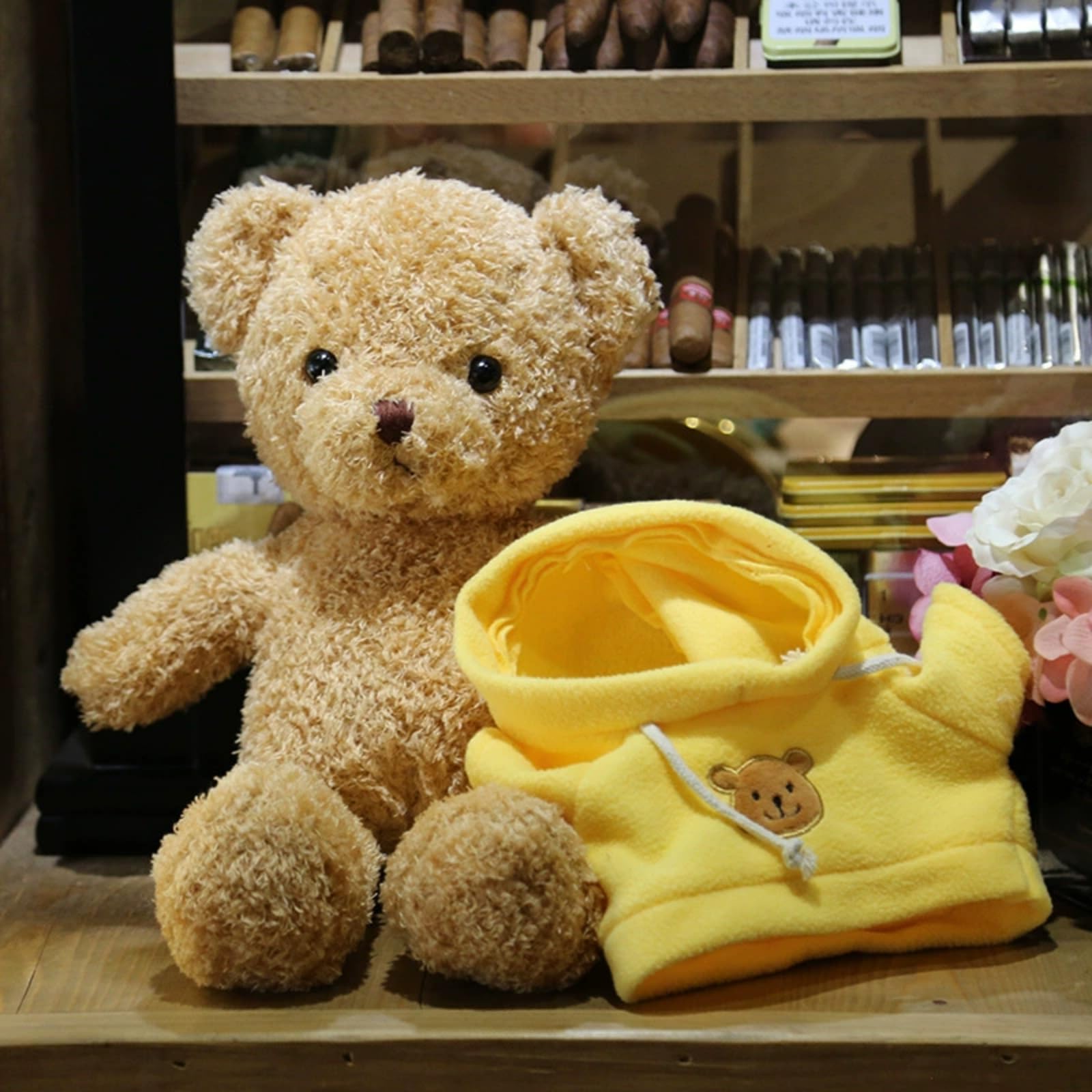 Teddybär Weiches Fell Teddybär mit Kapuze Tatzendruck Plüschtier Kuscheltier Stofftier Geschenk (100CM)