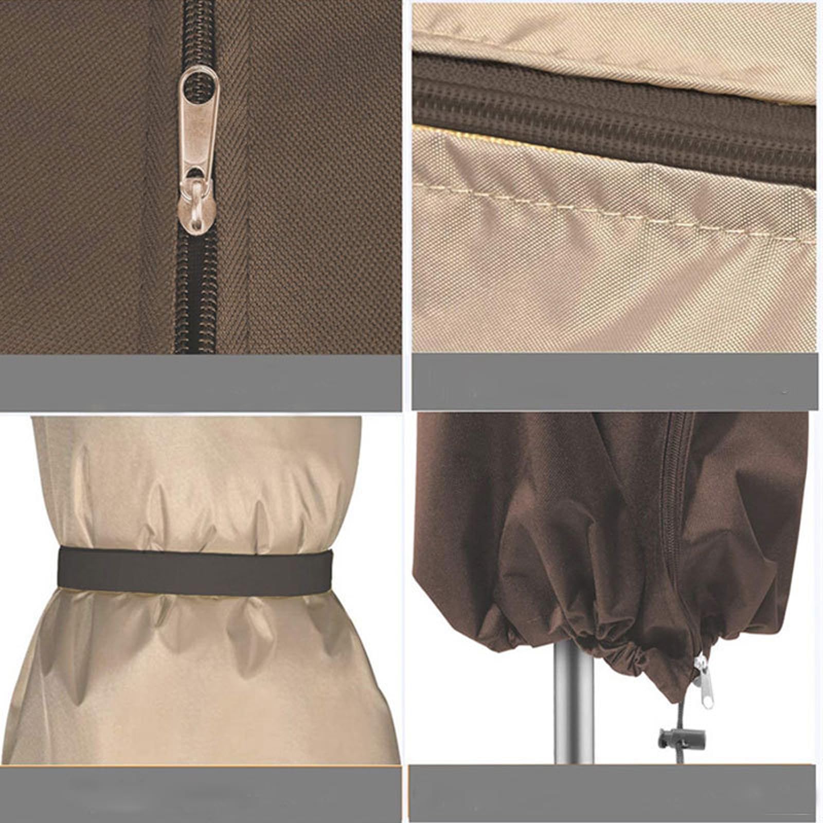 Abdeckung Für Sonnenschirm Winterfest, Wasserdichte Schutzhülle Für Ampelschirm Mit Reißverschluss Und Stab, Wetterfeste Schirmhülle Für Outdoor Garten (Beige Kaffee,600D:200*55/60cm)
