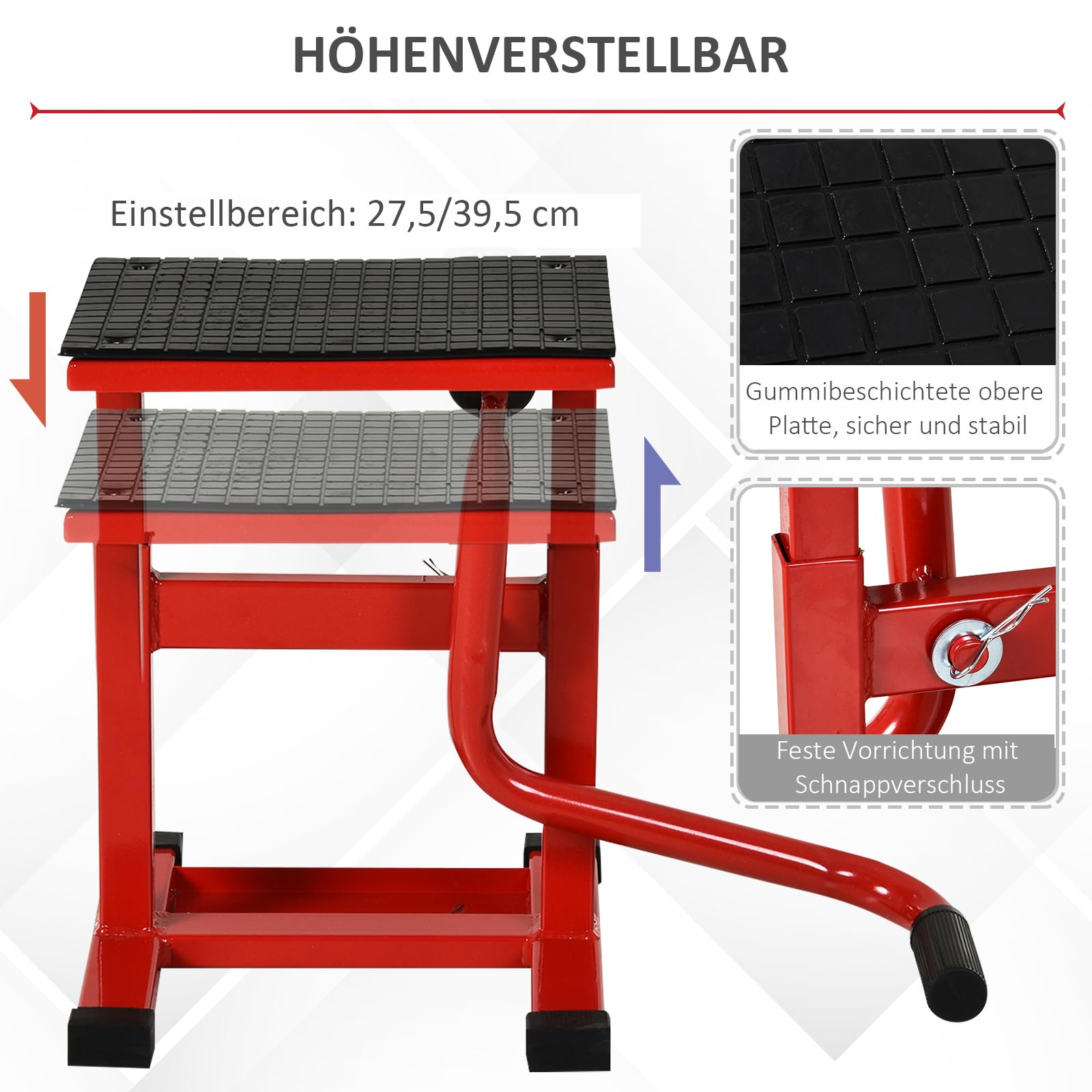 DURHAND Motorradheber 150 kg Belastbar Motorradhebebühne 275/395 mm Höhenverstellbar Montagebock Fahrradreparatur-Scherenheber in Garage & Außenbereichen
