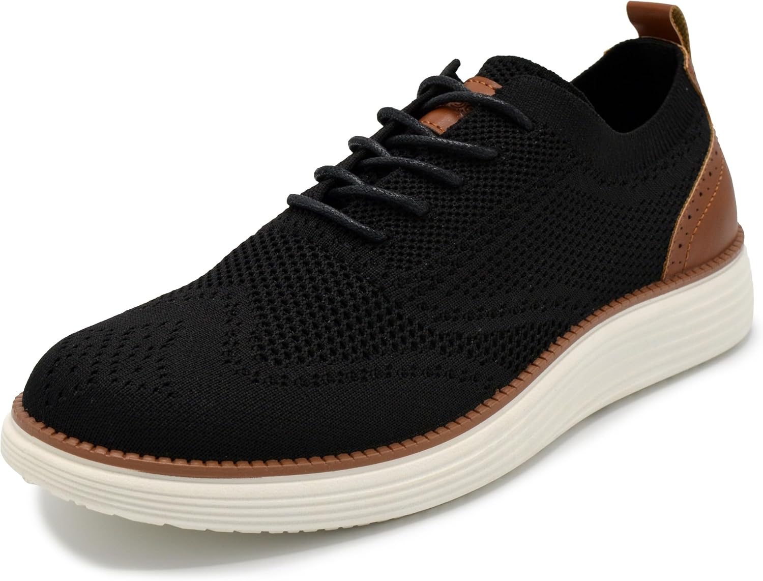 AKADEMIKS Mens Olney Wingtip Knit Oxford, Sleek Breathable Dress Shoes Black A, Size 11