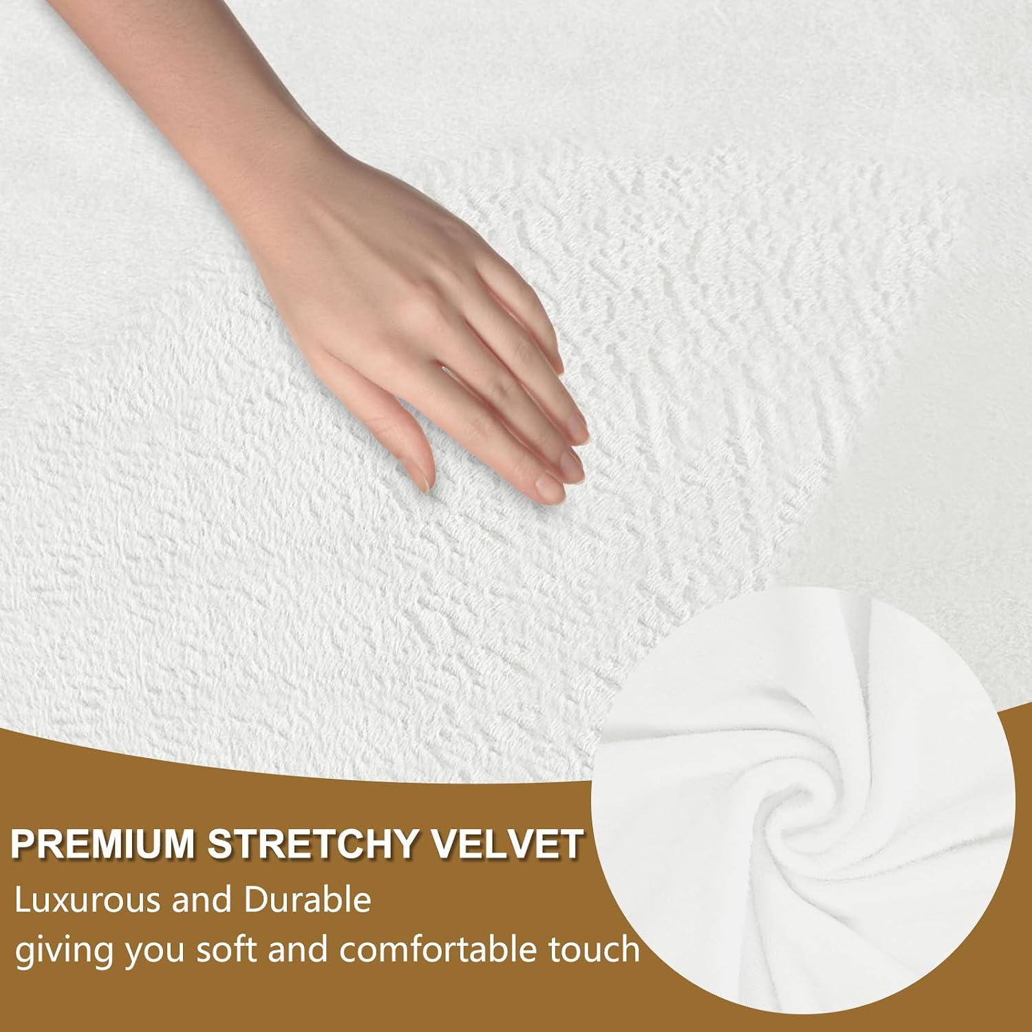 U-NICE HOME Velvet Chair Sofa Covers Stretch Couch Cover Furniture Protector Sofa Slipcover for Dogs (Chair, Off White)