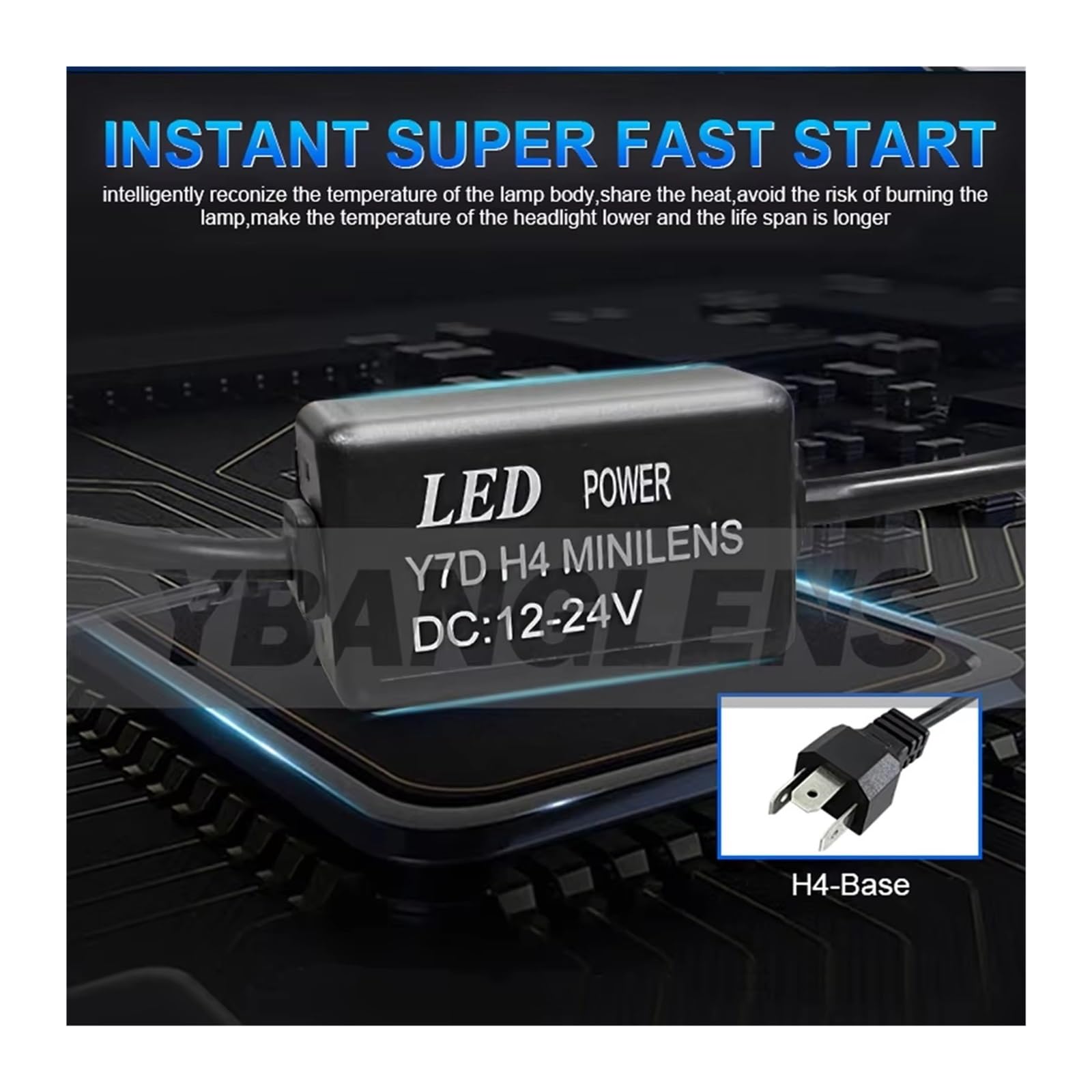 Ensemble de phare Lentille LED H4 Triple Couleur Pour Mini Projecteur, Phares LED H4 3000K 4300K ​​6000K, Ampoule Canbus H4, Faisceau Haut Et Bas(3000K 4300K 6000K,Conduite à droite)
