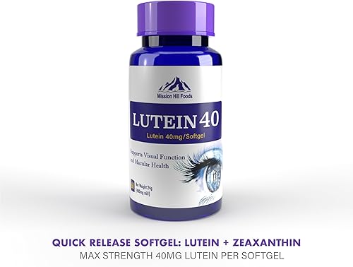 Miniatura 7 de Mission Hill Foods Luteína 40 mg + Zeaxantina 2 mg Softgel de liberación rápida - 60 unidades - Apoyo a la salud ocular - Apoyo a la salud cerebral
