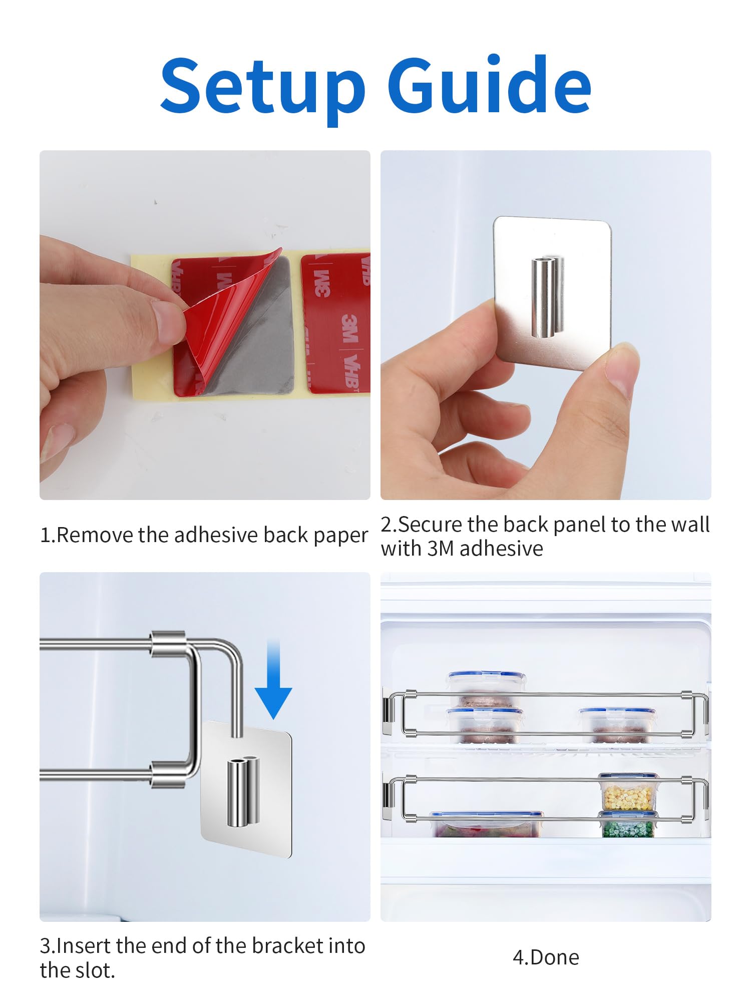 YOUSHARES 2 Barres Sécurisées de Réfrigérateur de RV Camping-Car, Fourgon - Tige Réglable en Acier Inoxydable pour Frigo Rangé, Évite Les déversements en Voyage, Longueur 31.6 à 57.5 cm