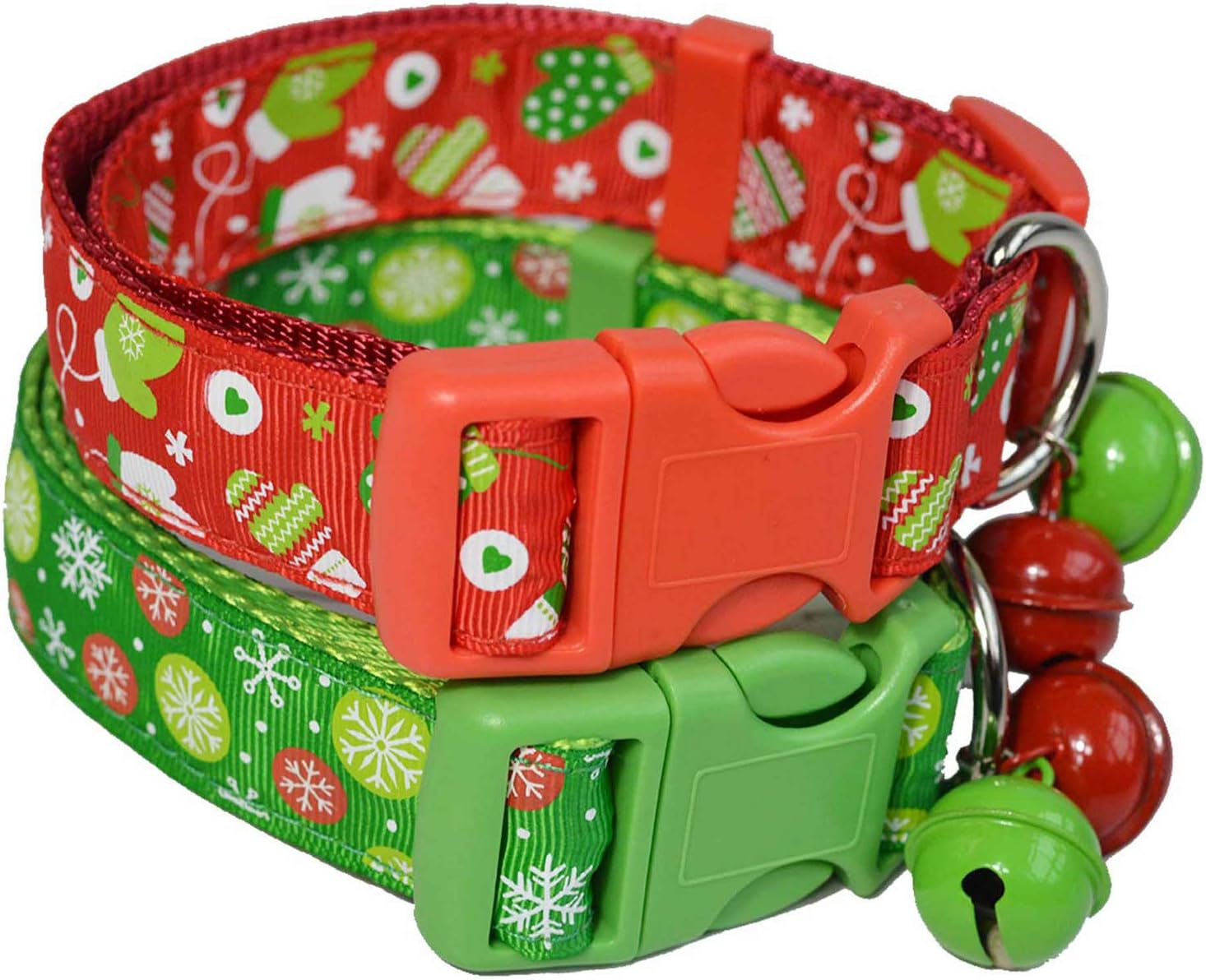 QKURT Christmas Dog Collar, 2 Pack Adjustable Xmas Pet Collar with
