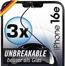 UTECTION 3X Panzerfolie [Besser als Glas] für iPhone 16e - Unzerstörbarer Displayschutz - Perfekte passform - Schutzfolie mit ALLEN Hüllen kompatibel - Super Haptik & Kinderleichte Anbringung