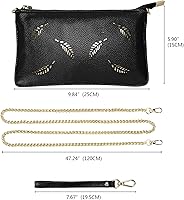 Vista 5 de YALUXE Clutch Wristlet - Cartera de piel auténtica con bloqueo RFID y cadena de hombro