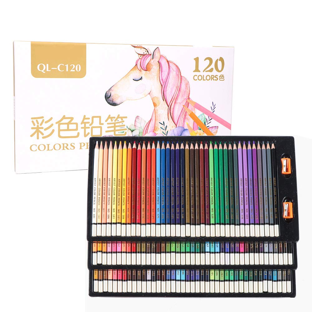Cosiki 120 Matite Colorate Diverse per Artisti, Accessori per Disegno e Schizzi di Alta qualità, Ideali per Studenti e Bambini, Realizzate in Legno Naturale, Lunghezza 17,5 Cm