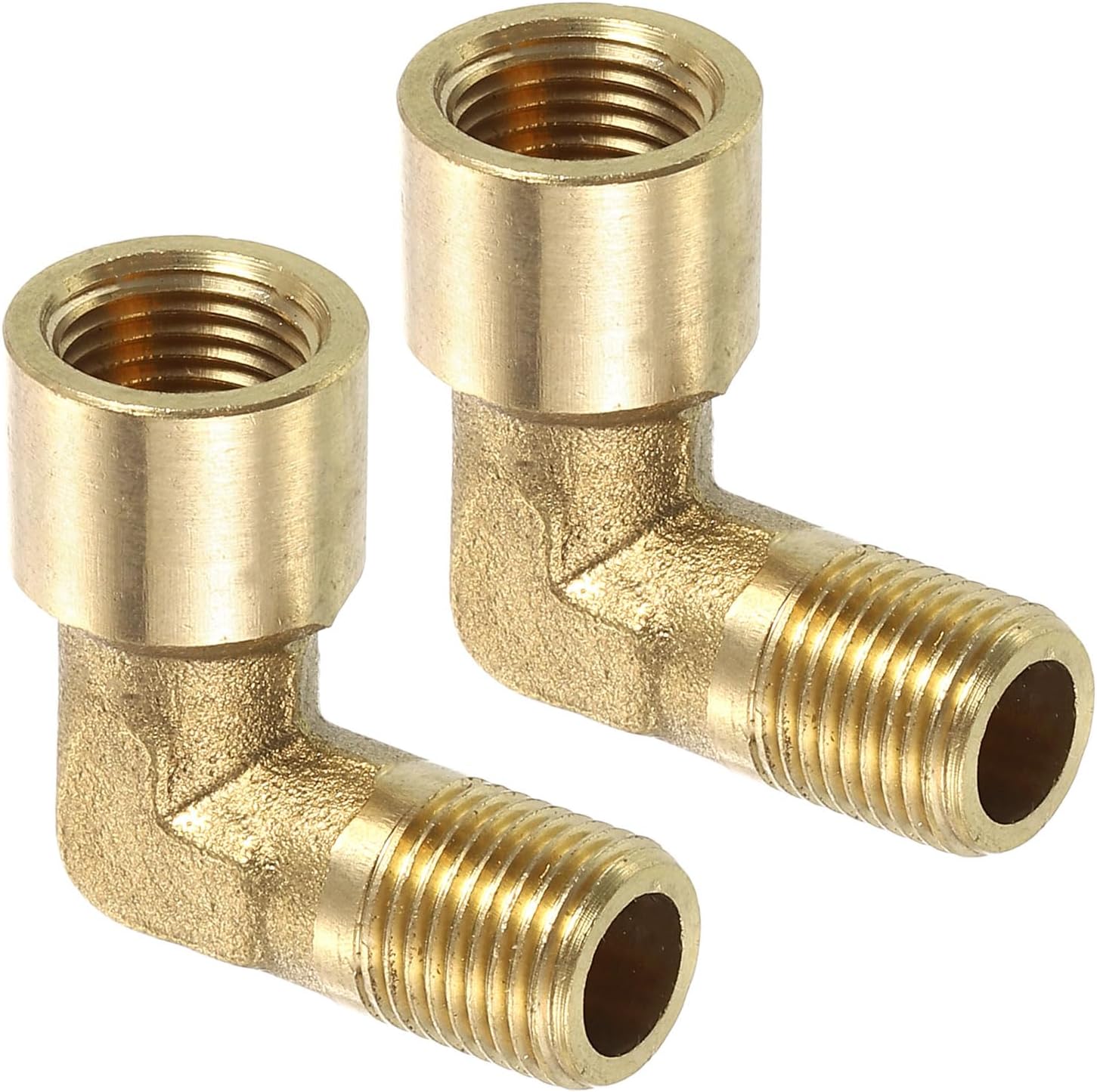 uxcell 5 Pcs G 1/4 Inch Male x G 1/8 Inch Female 90 Degree Elbow, Brass L Right Angle Pipe Fitting, Connector for Fluid, Gas, Fuel, Oil, 28.6x23mm